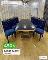 Masa dəsti – 100×200 sm • Mexanizm: Açılmayan • Stul sayı: 6 ədəd • — Mebel