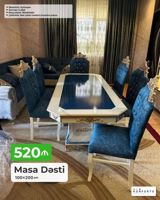 Məhsul: Masa Dəsti Ölçü: 100 × 200 sm Mexanizm: Açılmayan Stul — Mebel