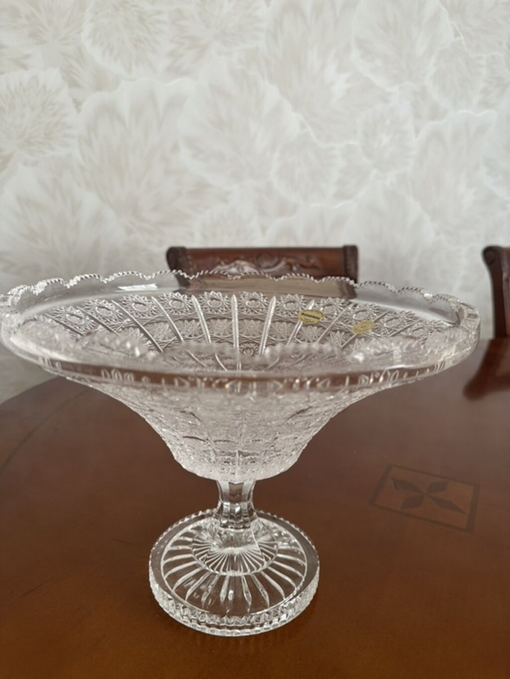 Bohemia kəsgili şüşə meyvə/gülqabı (ayaqlı) 30 sm diametr - — Mallar, Bakı