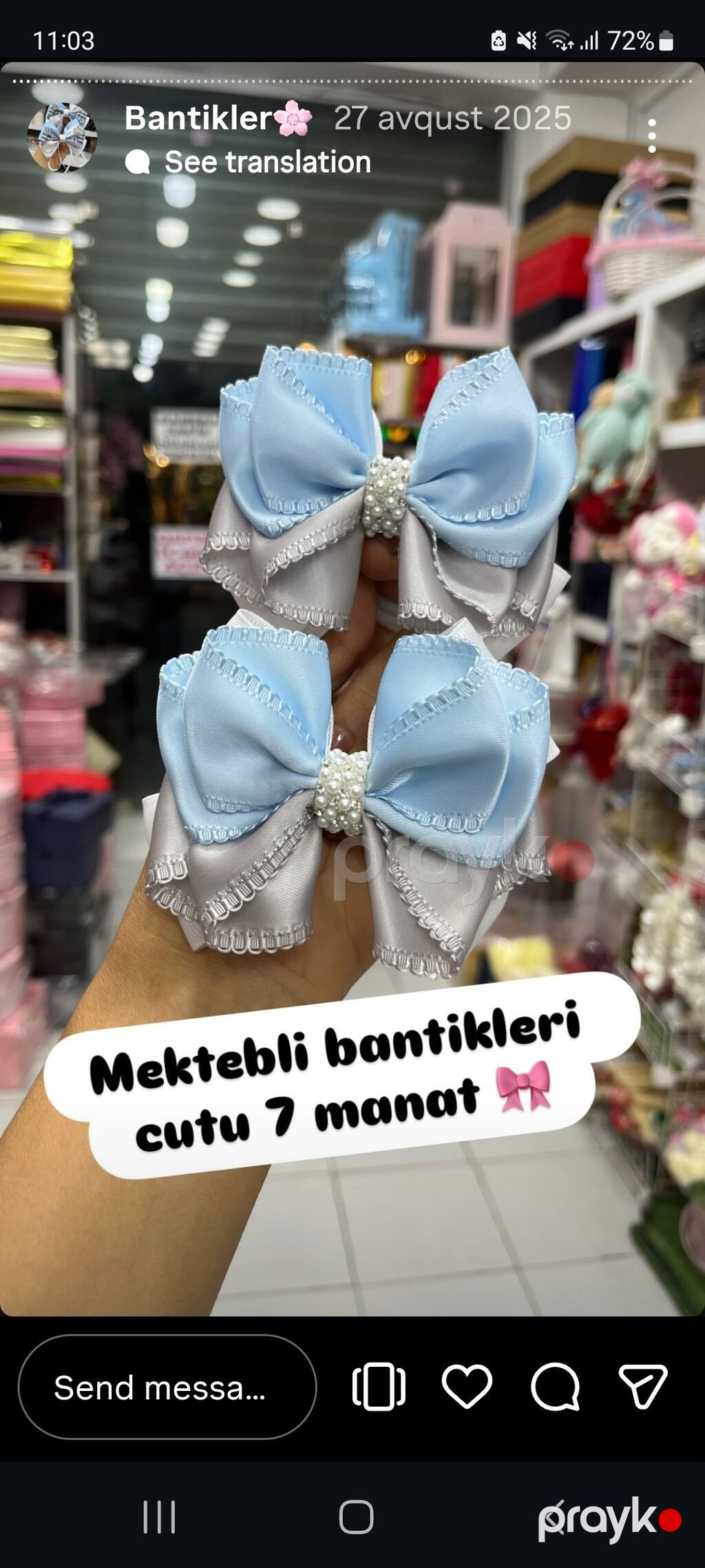 Məktəbli bantikləri - Zərif dizaynlı, ağ, boz və açıq mavi tonlarda — Saç aksesuarları, Bakı (8)