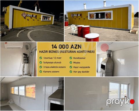 Restoran konteyneri 📏 Uzunluğu: 12 metr ✅ Hazır biznesdir ✅ İçərisi — Bakı