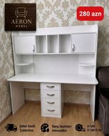 Düz masa, Stulsuz, Polkalı, Siyirməli, Sadə laminat — AERON_MEBEL