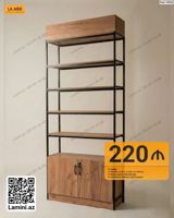 Minimalist tərzdə metal karkaslı taxta stellaj - Model kodu: 10556 - — Mebel