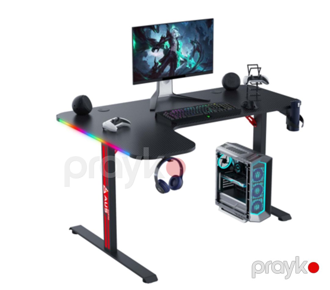 Gaming PC Desk LS2-1200 Left Black (140+100)*60*73 sm, Cup Holder, Headphone Hook, Colorful light — Mallar, Bakı (2)