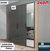 Yeni, 2 qapılı, Güzgülü, Boz, Açılan, Düz dolab — Mebel evim