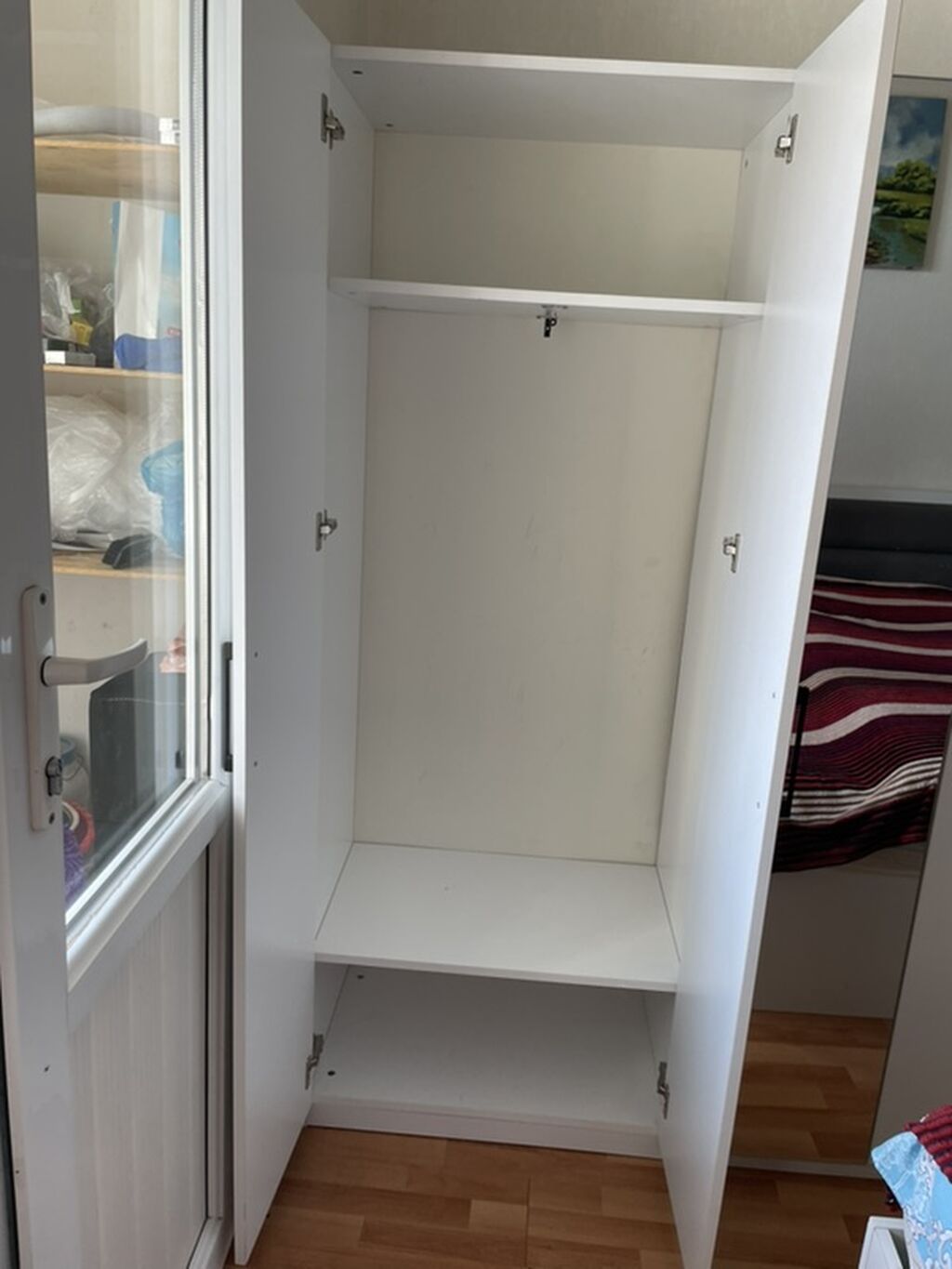Ağ rəngdə 3 qapılı geyim şkafı - Material: laminat/MDFlam, ağ rəng - — Mebel, Masazır (8)