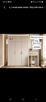 G_1 model paltar dolabı - Ölçü: 240×120×45 sm - Rəng: ağ və krem - — Mebel