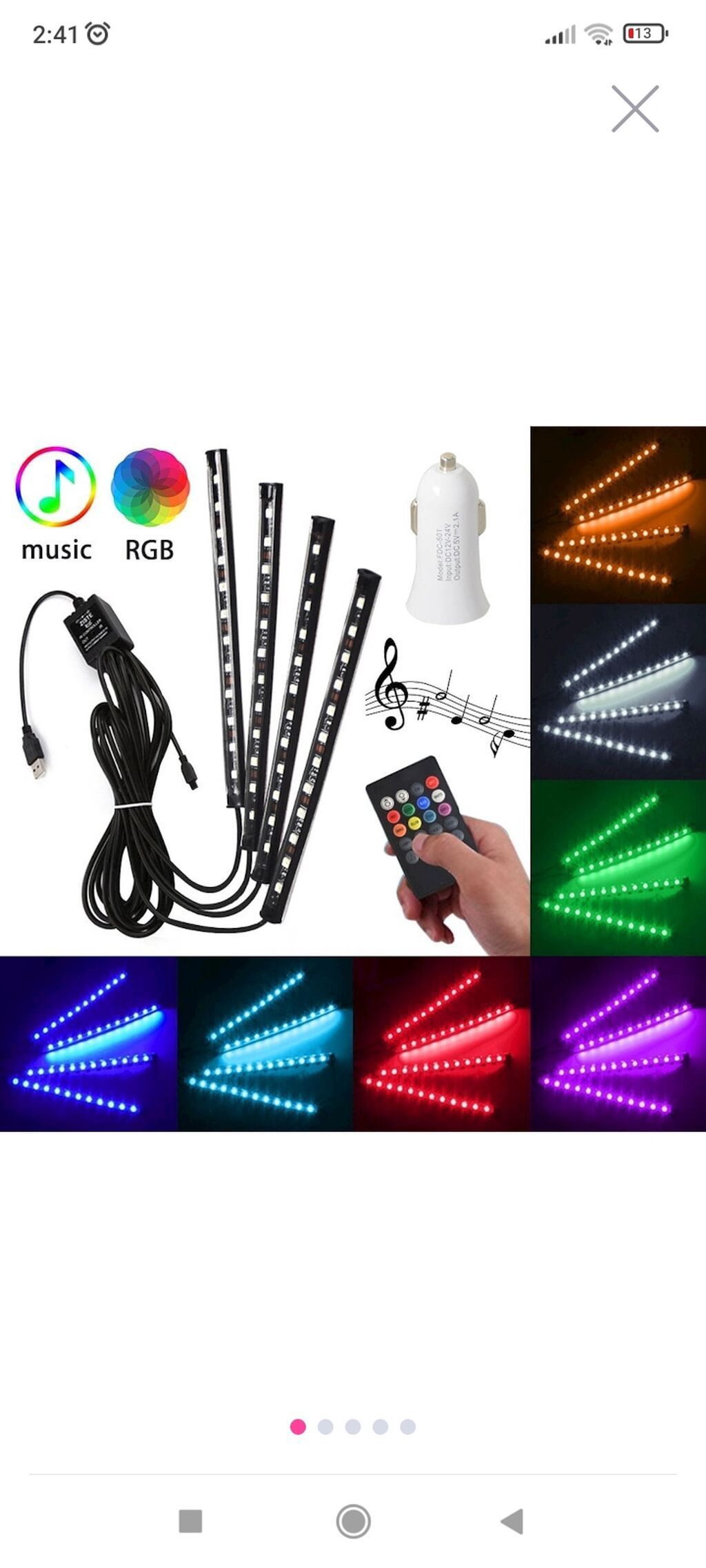 Avtomobil salonu üçün RGB LED işıq dəsti uzundur - 4 ədəd elastik — Avto, Beyləqan