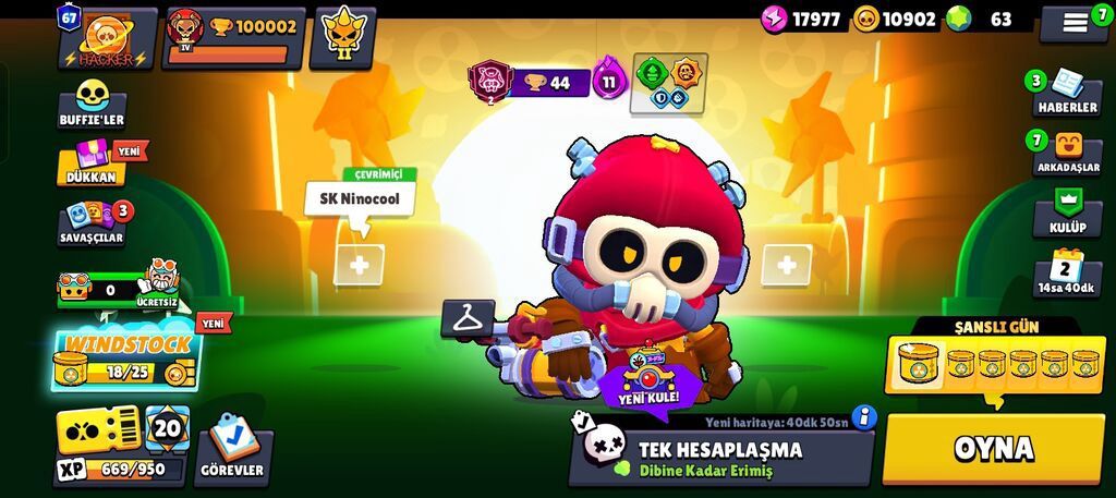 Brawl Stars oyunu üçün inkişaf etmiş hesab - Kupa yolu: 100.002 — Sikkələr, Qəbələ