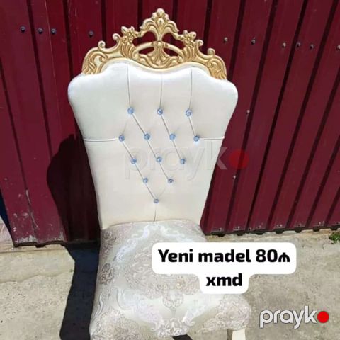 Klassik üslubda süslənmiş taxtalı yemək otağı stulları - Model: “Yeni