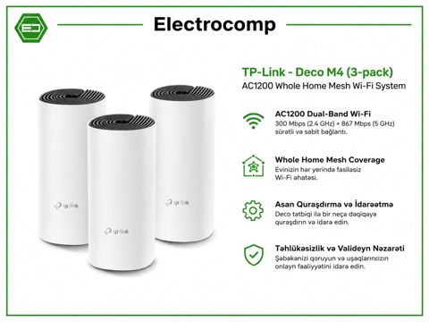 TP-Link Deco M4 (3-Pack) AC1200 Whole Home Mesh Wi-Fi System