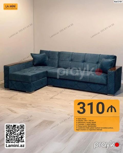LA Mını künc divan - Model: Künc divan (Kod: 2181) - Ölçülər: 240 — Bakı