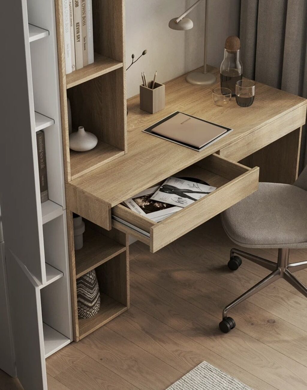 Minimalist iş masası və saxlama modulu dəsti - Dizayn: Skandinaviya — Ofis mebeli, Bakı (5)