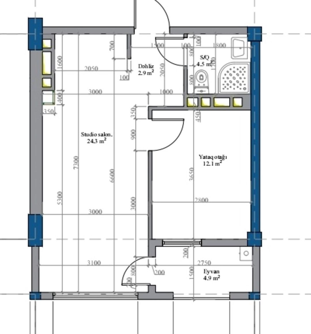 Satılır 2 otaqlı yeni tikili 48.7 m² — Mənzil, Sumqayıt (3)
