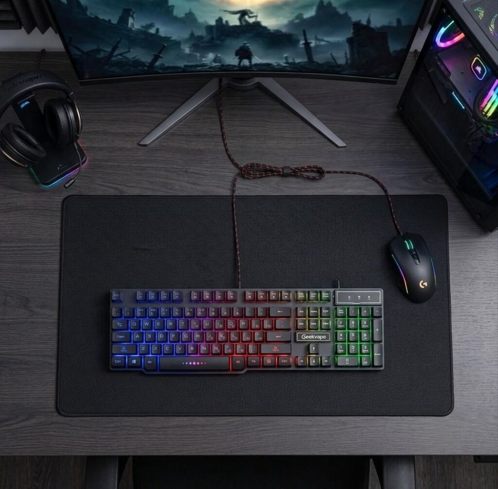 RGB işıqlanmalı tam ölçülü mexaniki oyun klaviaturası - 104 düyməli