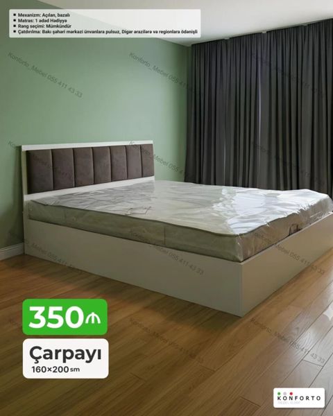 Çarpayı – 160×200 sm - Mexanizm: açılan, bazalı (geniş alt saxlama — Konforto Mebel — Çarpayılar