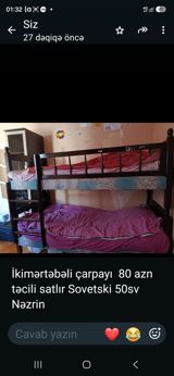 İkimərtəbəli çarpayı 80 azn təcili satlır Sovetski 50sv Nəzrin — Mebel