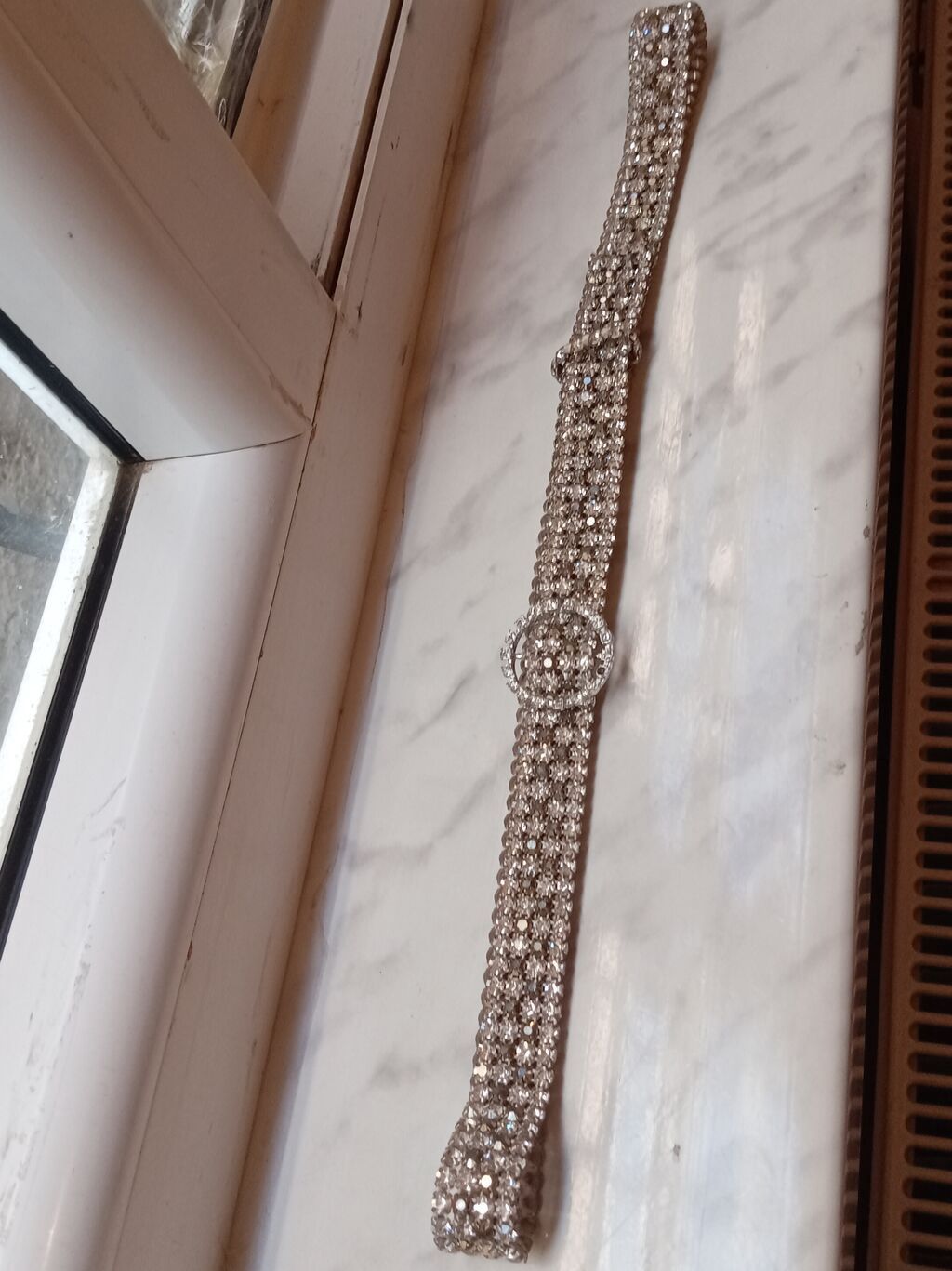 Zərif daşlı kəmər və klipslər dəsti - Parlaq şəffaf rhinestone — Aksesuarlar, Masazır (3)