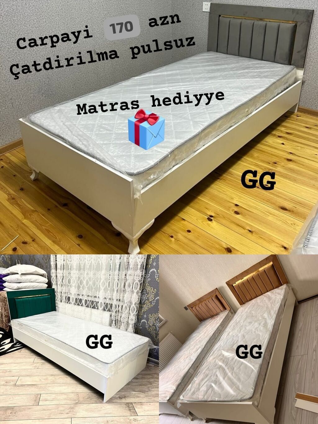 Yeni və sifarişlə tək nəfərlik çarpayı - Qiymət: 170 AZN (şəkildə — Mebel, Bakı