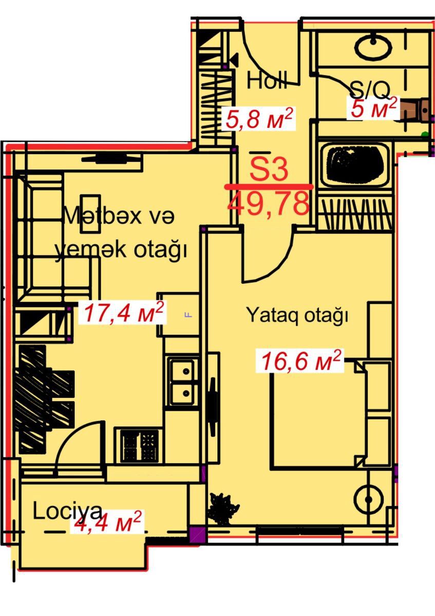 Satılır 1 otaqlı yeni tikili 49.7 m² — Mənzil, Lənkəran (6)