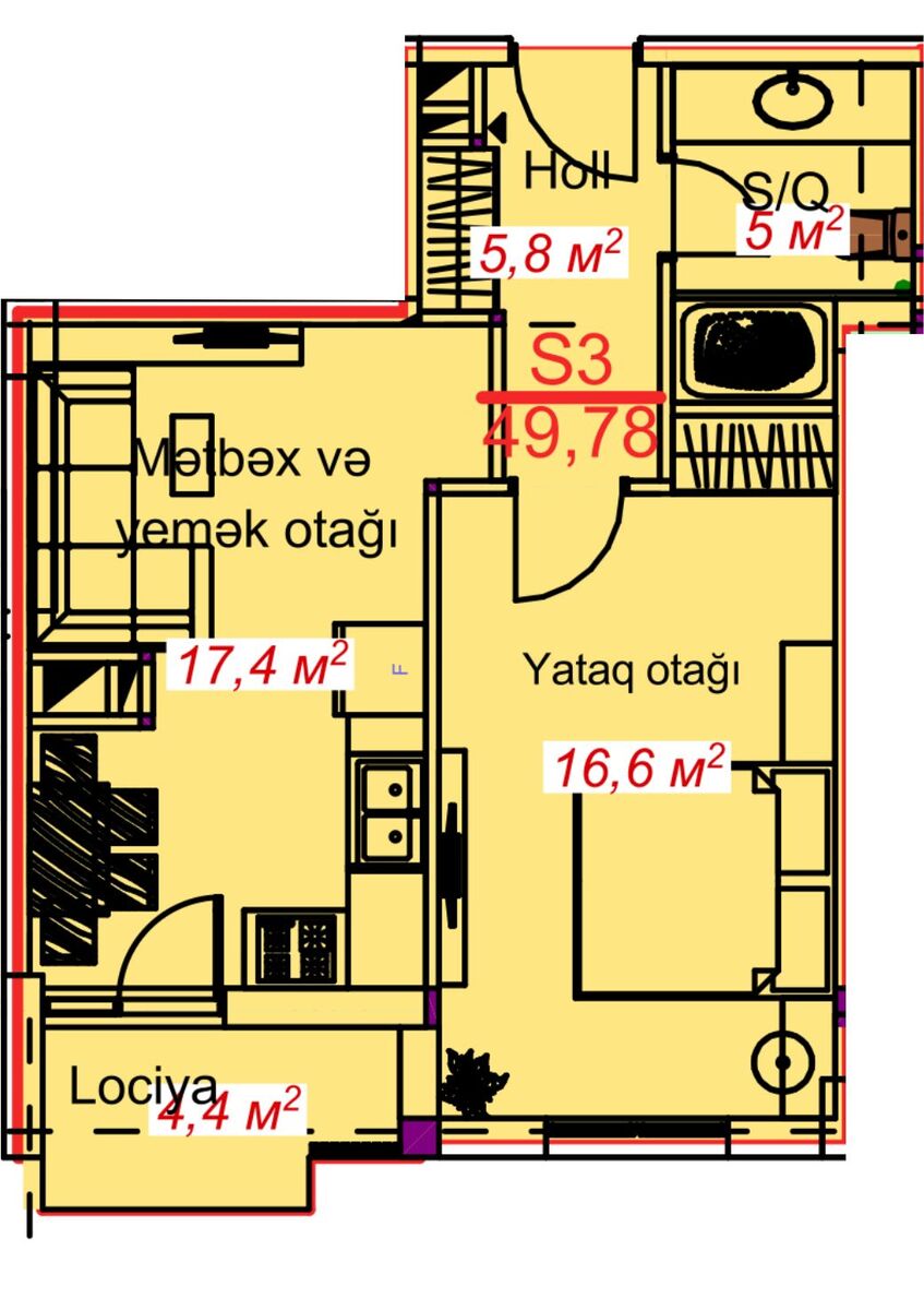 Satılır 1 otaqlı yeni tikili 49.7 m² — Mənzil, Lənkəran (5)
