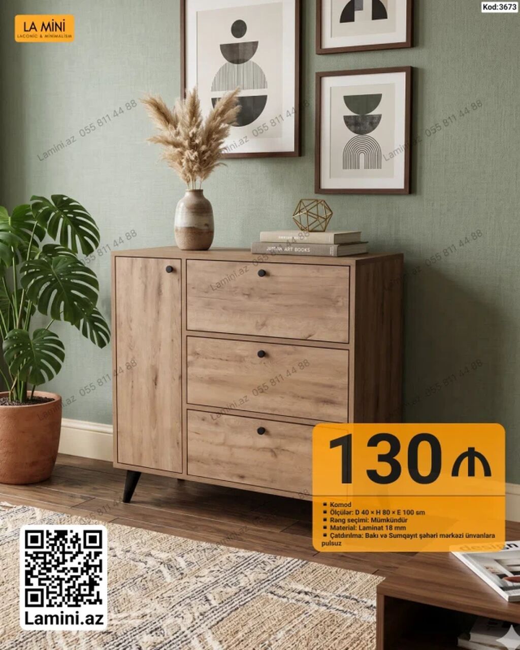Komod – LA MINI dizaynı - Ölçülər: D 40 × H 80 × E 100 sm - Rəng — Mebel, Bakı
