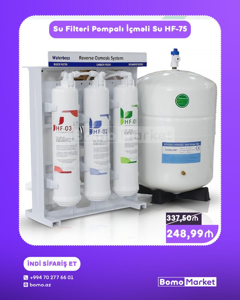 Su Filtri Pompali İçməli Su HF-75 - Reverse Osmosis System – — Mətbəx texnikası, Bakı