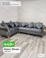 Künc divan – 280×200 sm - Mekanizm: açılan, bazalı (yataq funksiyalı — Mebel