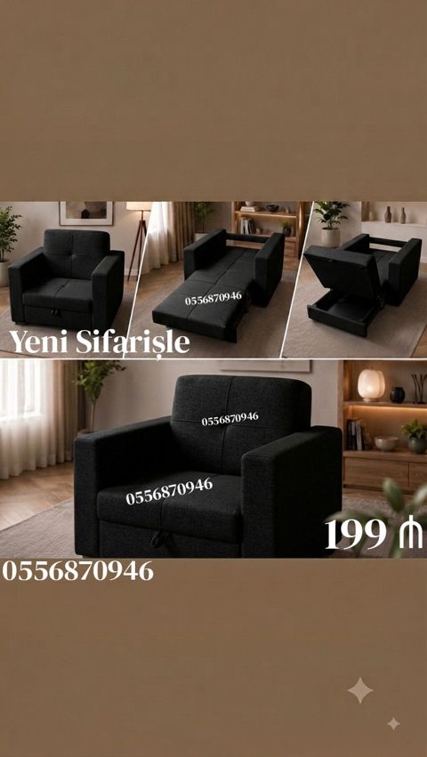 Kreslo-kravat və divan-kravat, parça üzlük, saxlama yeşikli