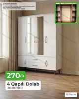 4 qapılı paltar dolabı – 40×200×160 sm - Material: 18 mm laminat - — Goods