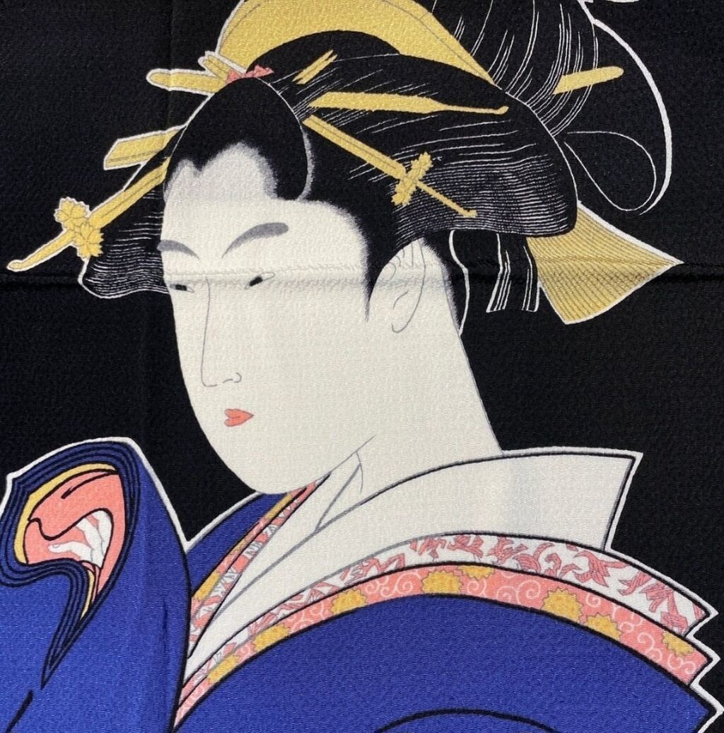 Yaponiya üslubunda dekorativ divar paneli - ukiyo-e geyşa portreti
