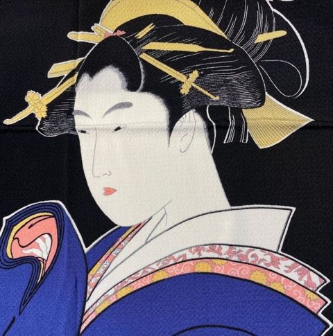 Yaponiya üslubunda dekorativ divar paneli - ukiyo-e geyşa portreti