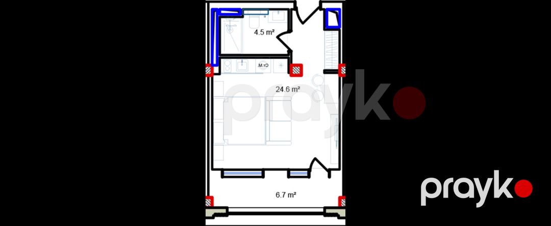Satılır 1 otaqlı yeni tikili 43.8 m² — Mənzil, Bakı (8)