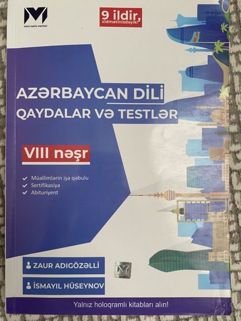 MHM Azərbaycan dili – Qaydalar və Testlər” (VIII nəşr) kitabı 2025 ƏN