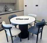 Dairəvi yemək masası və 4 ədəd stul dəsti. - Masa: ağ rəngli dairəvi — Mebel
