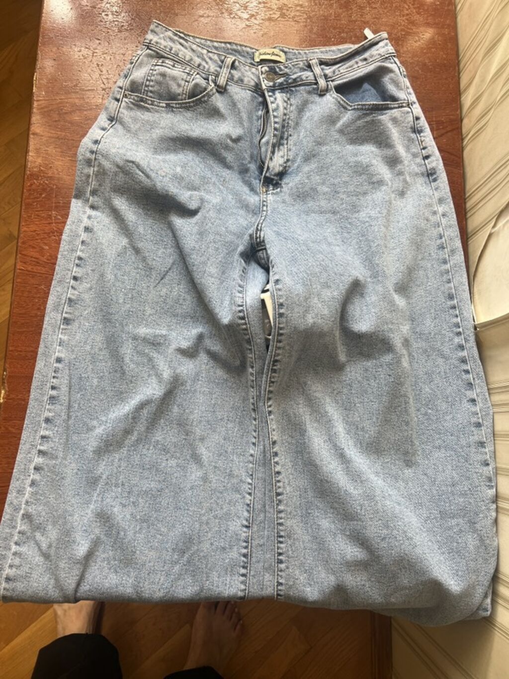 Yüksəkbel açıq mavi denim ətək - Model: cins midi/uzun ətək - Rəng — Ətəklər, Digah