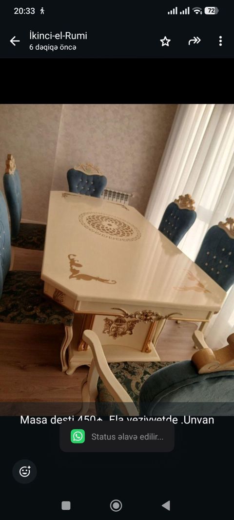 Masa desti 450₼ .Ela veziyyetde .Unvan Sumqayit &Rumi — Aişə Xanım — Yataq otağı mebel dəstləri