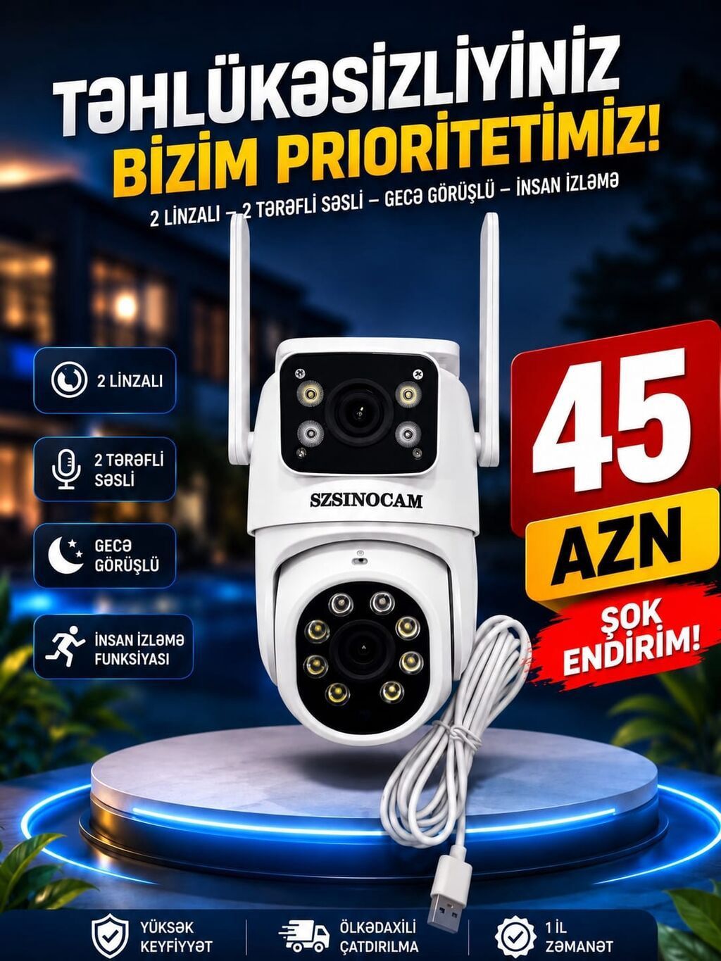 Təhlükəsizlik kamerası - 2 linzalı quruluş: daha geniş görüntü bucağı