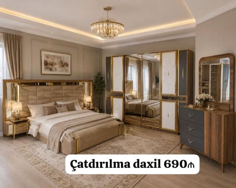 Yataq dəsti satılır çatdırılma daxil 690₼. Matrası var.Ünvan