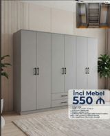 Yeni, 6 qapı, Siyirməli, Boz, Açılan, Düz dolab — Furniture