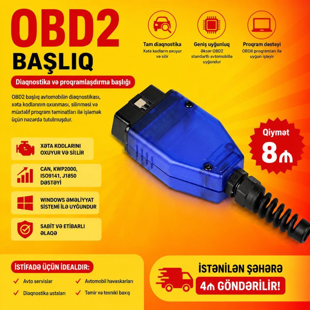 Obd2 başlıq. Məhsul keyfiyyətlidir. 🚍🚍🚍 Adapter Lənkəran — Avto, Lənkəran