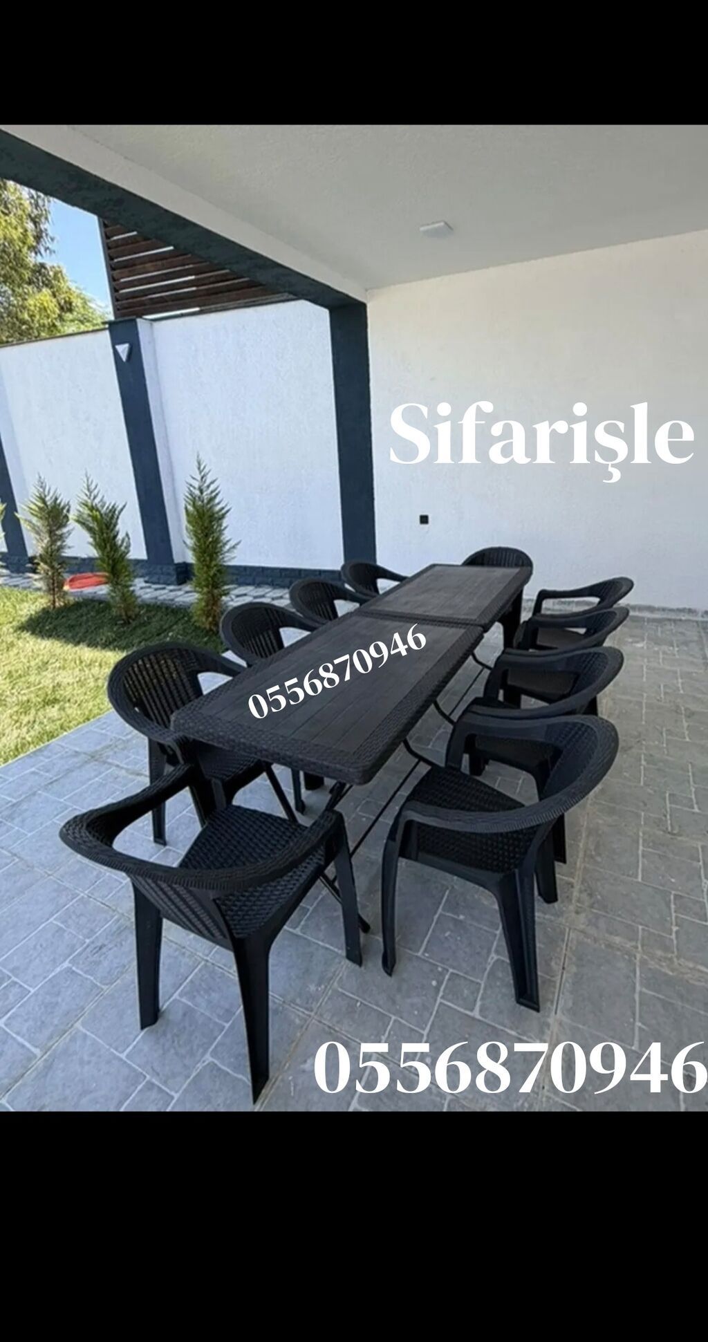 Yeni, Dördbucaq masa, 6 stul, Açılmayan, Stullar ilə, Plastik, Türkiyə — Mebel, Bakı (2)