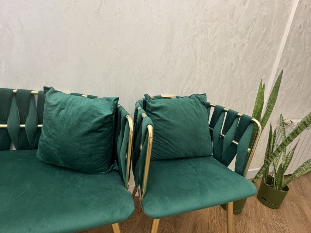 Yaşıl məxməri yumşaq oturacaq dəsti – 1 üçlü skamya + 2 tək oturacaq — Mebel, Bakı (3)