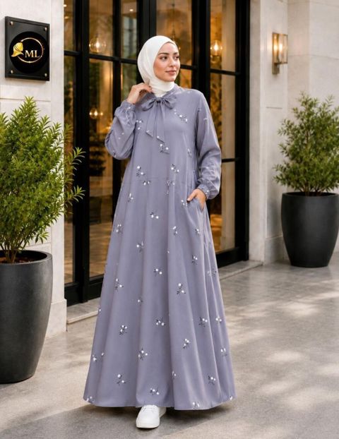 Zərif naxışlı uzun don — lavanda