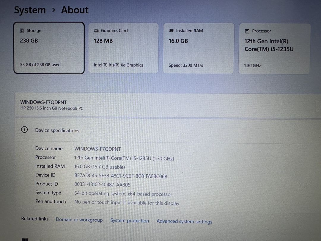 HP 250 G9 | i5-1235U / 16GB RAM / 256GB NVMe SSD / 15.6" FHD — Elektronika, Bakı (8)