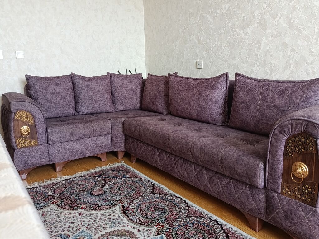Bənövşəyi rəngdə L formalı künc divan - Ölçü: təxmini 2 hissəli L — Divanlər, Bakı (2)