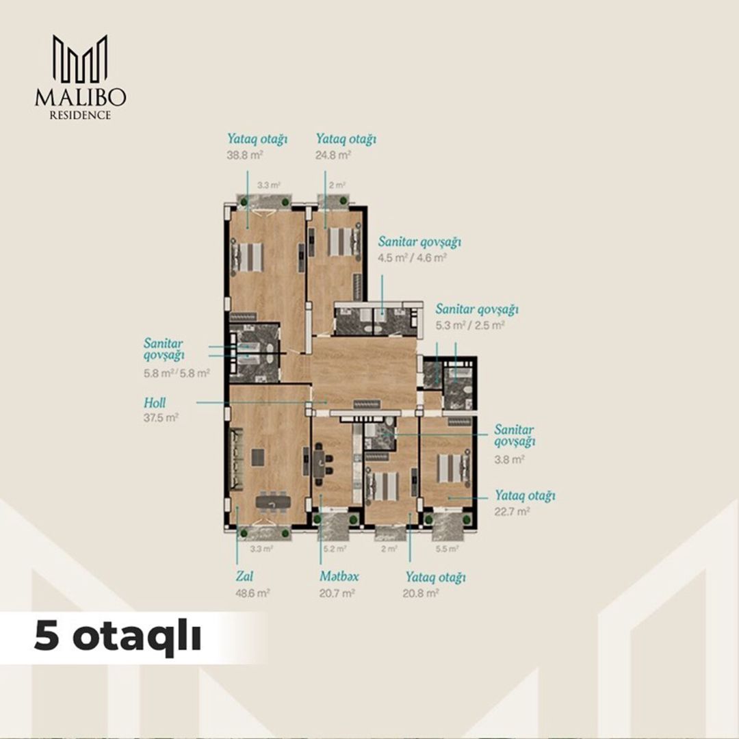 Satılır 5 otaqlı yeni tikili 268 m² — Mənzil, Bakı (4)