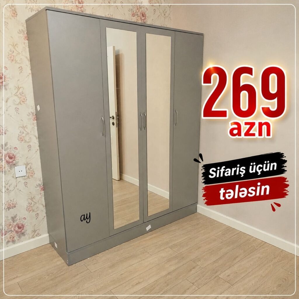 *4 qapılı dolab* Yeni sifarişlə hazırlanır Ölçü 160*47*200 *qiymet 269 — Mebel, Digah