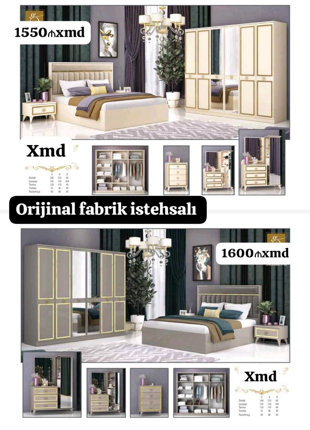 Yataq otağı mebel dəstləri – orijinal fabrik istehsalı İki rəngdə - 1