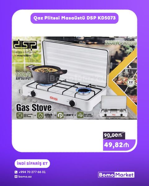 Qaz plitəsi Stolüstü, 2 gözlü, Yeni